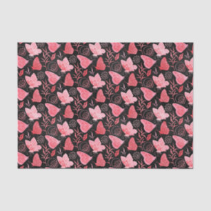 Papier Mousseline Papillons roses et noirs