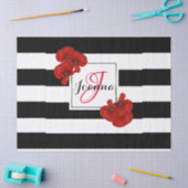 Papier Mousseline Papillons rouges sur Arrière - plan rayé noir et b (Artisanat)