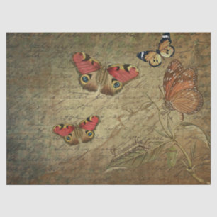 Papier Mousseline Papillons se frottant sur l'ancien script