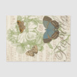 Papier Mousseline Papillons sur Partition avec Design Floral<br><div class="desc">Un design floral vert et de la partition font arrière - plan à un trio de papillons dans cette pièce de Vision Studio. Le mot français papillon est également emblaqué au fond de la pièce. Si vous aimez les papillons, la nature, ou tout comme vous entourer de beauté, c'est l'impression...</div>
