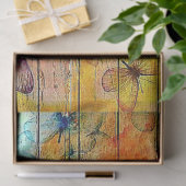 Papier Mousseline Papillons sur un bois rustique coloré (Cadeau)