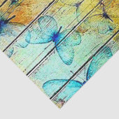 Papier Mousseline Papillons sur un bois rustique coloré (Détail)