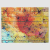 Papier Mousseline Papillons sur un bois rustique coloré (Recto)