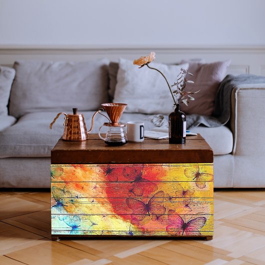 Papier Mousseline Papillons sur un bois rustique coloré