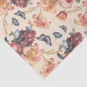 Papier Mousseline Papillons vintages & Découpage végétale florale (Détail)