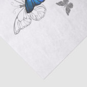 Papier Mousseline Papillons volants bleus Morpho (Détail)