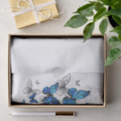 Papier Mousseline Papillons volants bleus Morpho (Cadeau)