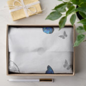 Papier Mousseline Papillons volants bleus Morpho (Cadeau)