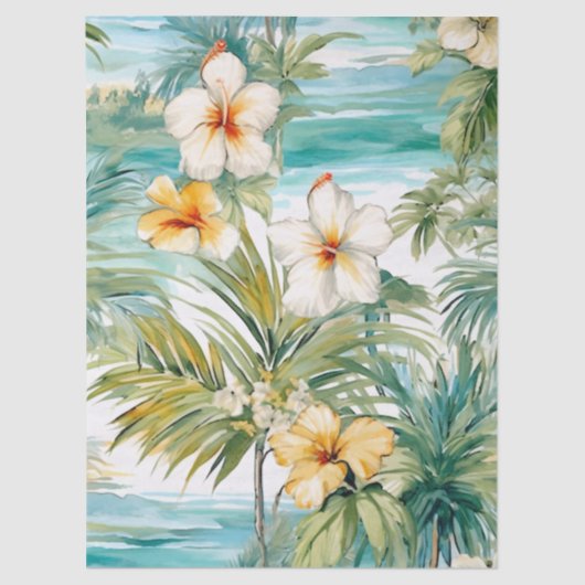 Papier Mousseline Pâque tropicale Hibiscus Découpage (Recto)