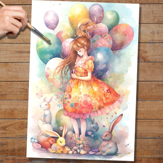 Papier Mousseline Pâques Fille 4 découpage papier