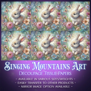 Papier Mousseline Pâques Pastel Papillons Bunny Decoupage