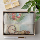 Papier Mousseline Pâques vintage Poulet à vélo (Cadeau)