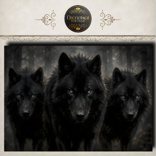 Papier Mousseline Paquet de loups noirs découpage