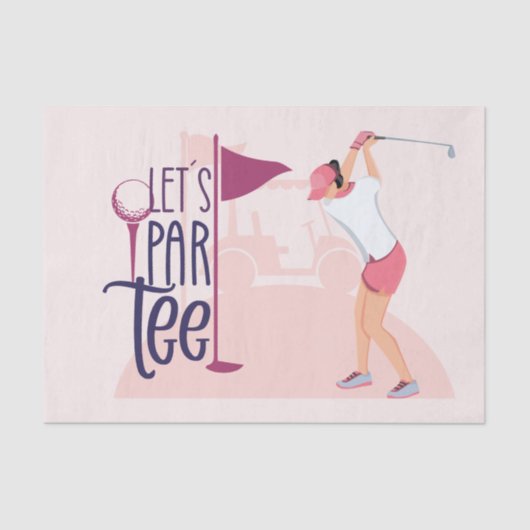 Papier Mousseline Par tee pour Lady femme golfer thème rose (Recto)