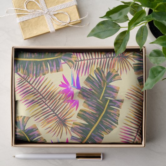 Papier Mousseline Paradis de palmier jaune (Cadeau)