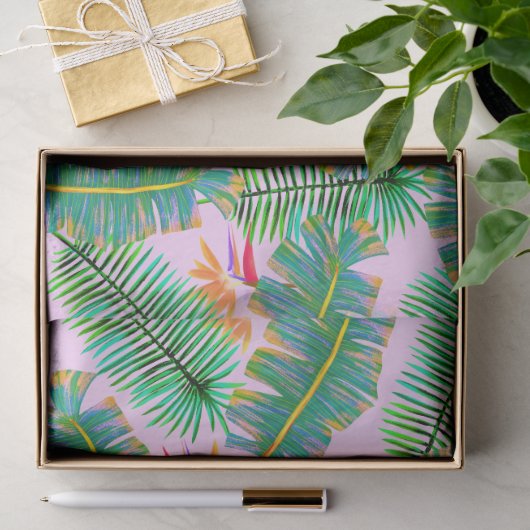 Papier Mousseline Paradis de palmier rose (Cadeau)