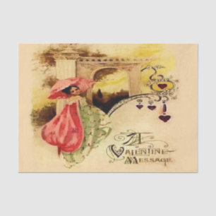 Papier Mousseline Parasol vintage de rose de message de Valentine