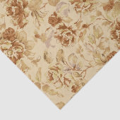 Papier Mousseline Parchemin brûlé vieux par motif de fleurs de cru (Détail)