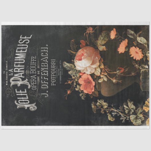 Papier Mousseline Parfum français vintage et découpage Rose (Recto)