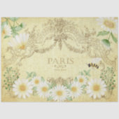 Papier Mousseline Paris Daisies Abeille Découpage Jaune (Recto)