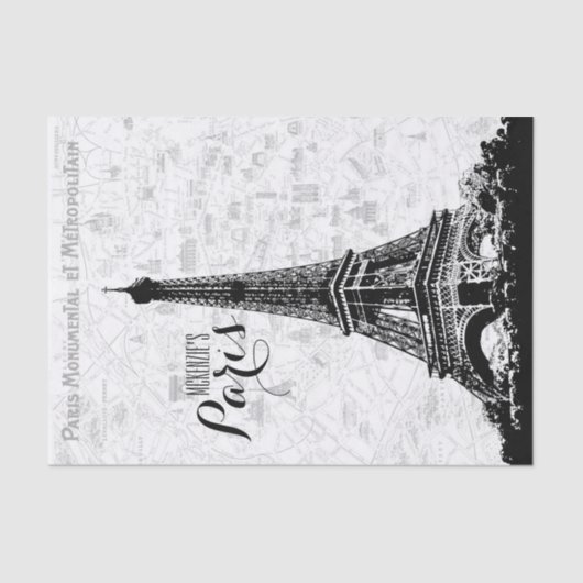 Papier Mousseline Paris Eiffel Tower Ajouter Votre Nom (Recto)