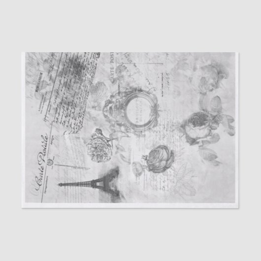 Papier Mousseline Paris ephemera decoupage paper (Recto)