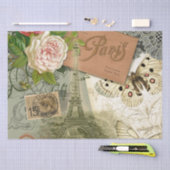 Papier Mousseline Paris France Art Antique Collage Eiffel Français (Artisanat)