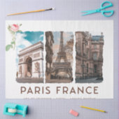 Papier Mousseline PARIS, France. Eiffel, Louvre, Arc de Triomphe (Artisanat)