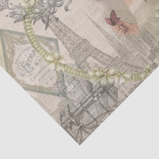 Papier Mousseline Paris France Jolie fille Eiffel (Détail)