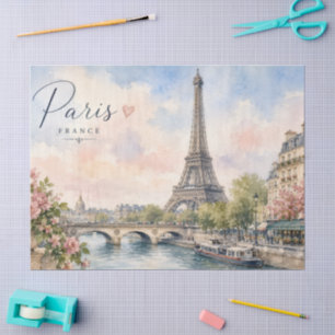 Papier Mousseline Paris France Tour Eiffel rivière seine