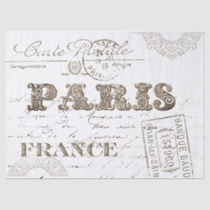 Papier Mousseline Paris France Typographie Carte Vintage Postale Wor
