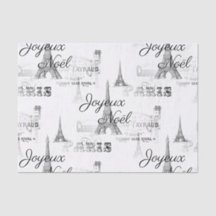 Papier Mousseline Paris Joyeux Noel Christmas B&W Tissu Paper