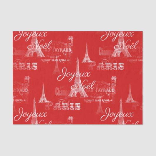 Papier Mousseline Paris Joyeux Noel Christmas Red Tissue Paper (Recto)