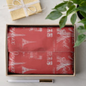Papier Mousseline Paris Joyeux Noel Christmas Red Tissue Paper (Cadeau)