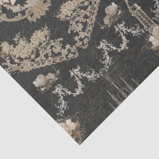 Papier Mousseline Paris Tour Eiffel Flore Ephémère Script Découpage (Détail)