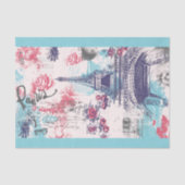 Papier Mousseline Paris Tour Eiffel Papier Tissu Floral (Recto)