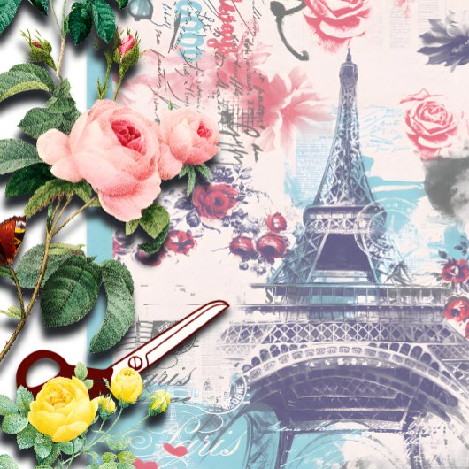 Papier Mousseline Paris Tour Eiffel Papier Tissu Floral