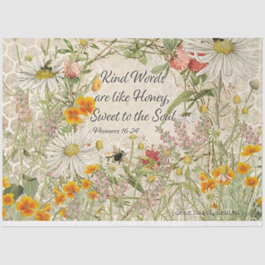 Papier Mousseline Paroles douces Fleur sauvage Découpage Papier de p (Recto)