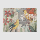 Papier Mousseline Parrot Jaune Tropical Antique Fleur (Recto)