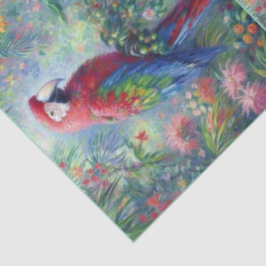 Papier Mousseline Parrot Oiseau Jungle Floral Impressionnisme Découp (Détail)
