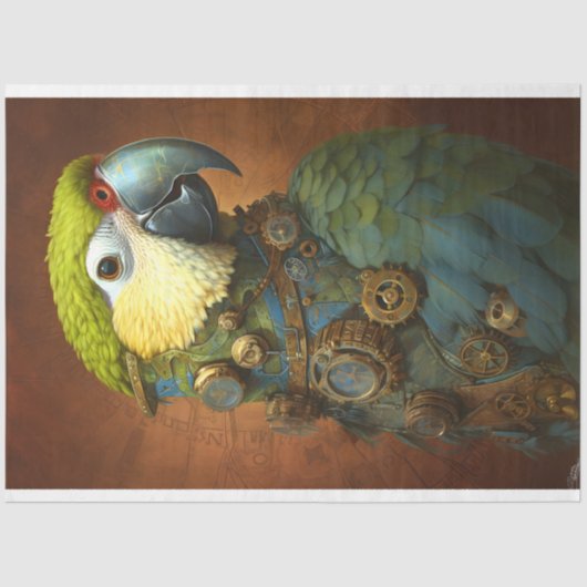 Papier Mousseline Parrot Steampunk 4 papier découpage (Recto)