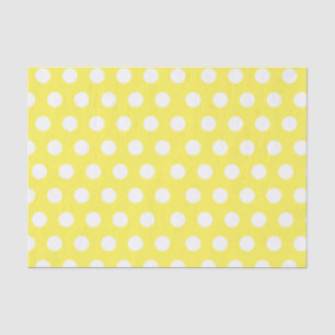 Papier Mousseline Parti à points polka blanc et jaune