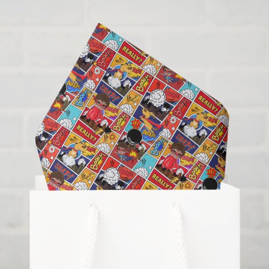Papier Mousseline Parti motif cool superhero carrelé (Sac cadeau)