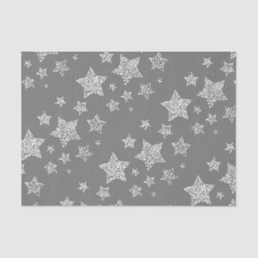 Papier Mousseline Parties scintillant argent scintille Étoiles motif (Recto)