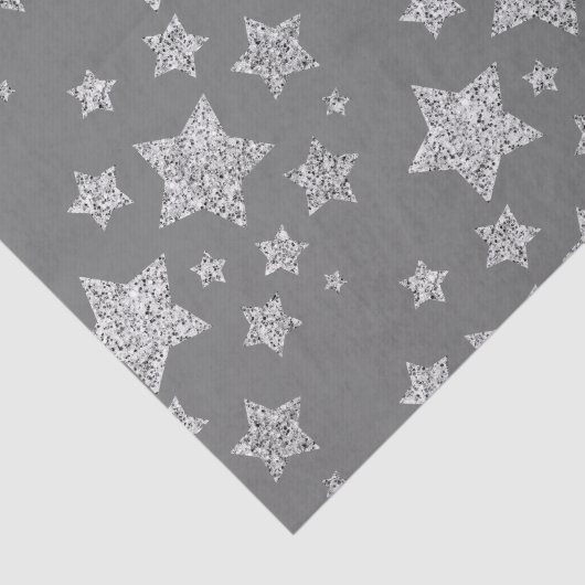 Papier Mousseline Parties scintillant argent scintille Étoiles motif (Détail)