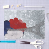 Papier Mousseline Parties scintillant Argent Tour Eiffel Rouge Blanc (Artisanat)