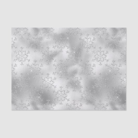 Papier Mousseline Parties scintillant argentée Glitzy Snowflakes (Recto)
