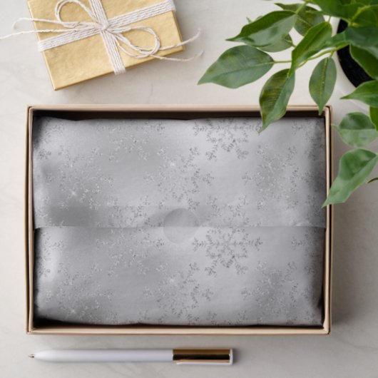 Papier Mousseline Parties scintillant argentée Glitzy Snowflakes (Cadeau)
