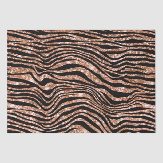 Papier Mousseline Parties scintillant Black Rose Gold Zebra (Recto)