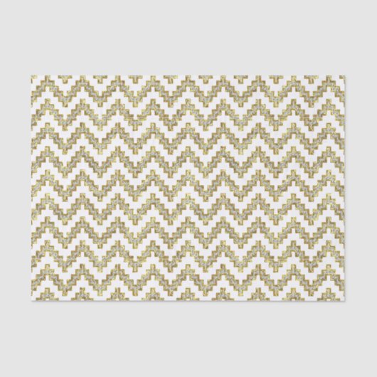 Papier Mousseline Parties scintillant blanche Ikat Chevron sur Arriè (Recto)